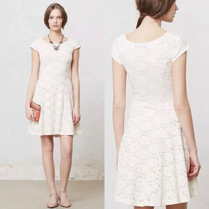 Anthropologie Cream Lace Dress